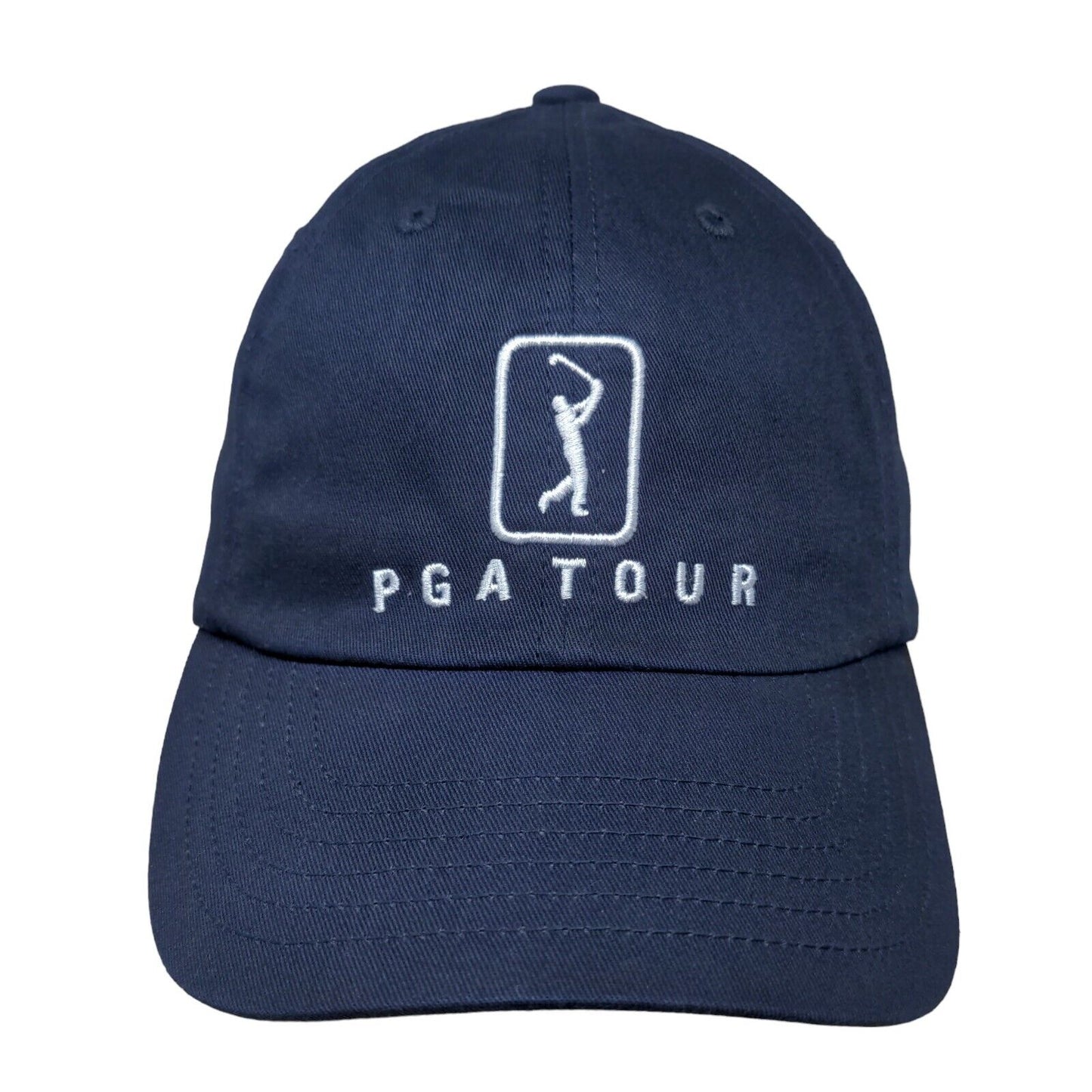 PGA Tour Strapback Hat Blue One Size Adjustable Embroidered Vented Holes 6 Panel