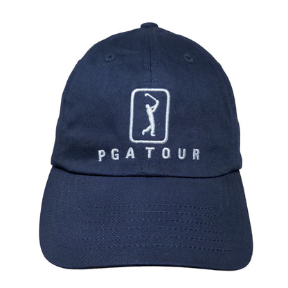 PGA Tour Strapback Hat Blue One Size Adjustable Embroidered Vented Holes 6 Panel