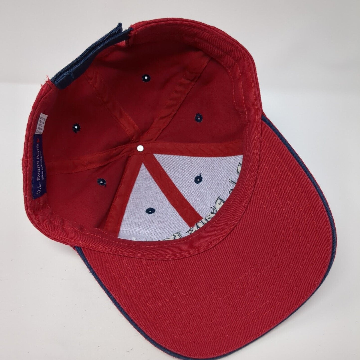 D.L. Evans Bank Idaho Strapback Hat Red One Size Embroidered 6 Panel