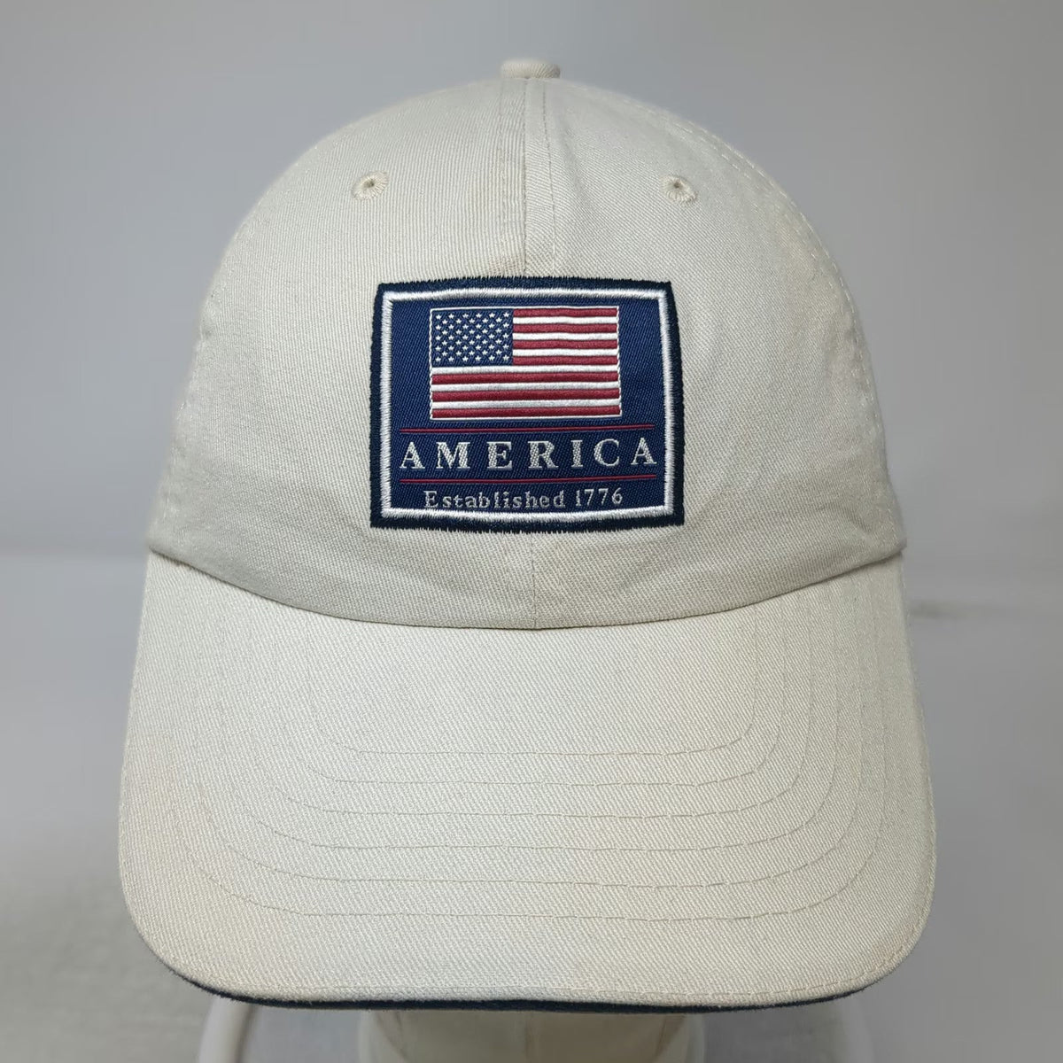 West Marine Baseball Cap Beige One Size America Flag Patch Established 1776 Hat