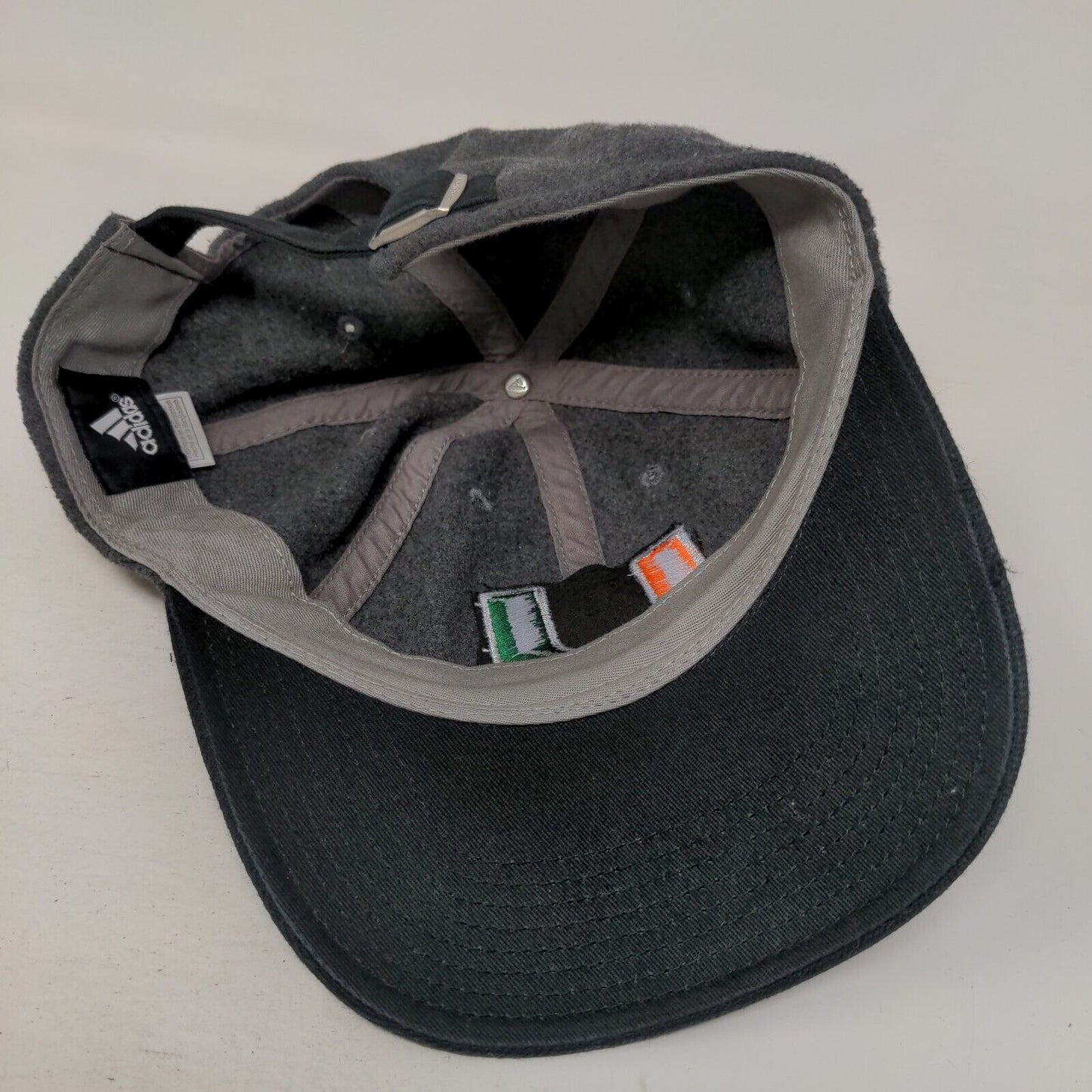 Miami Hurricanes Slideback Hat Gray OSFA Adidas Embroidered Logo Wool Blend