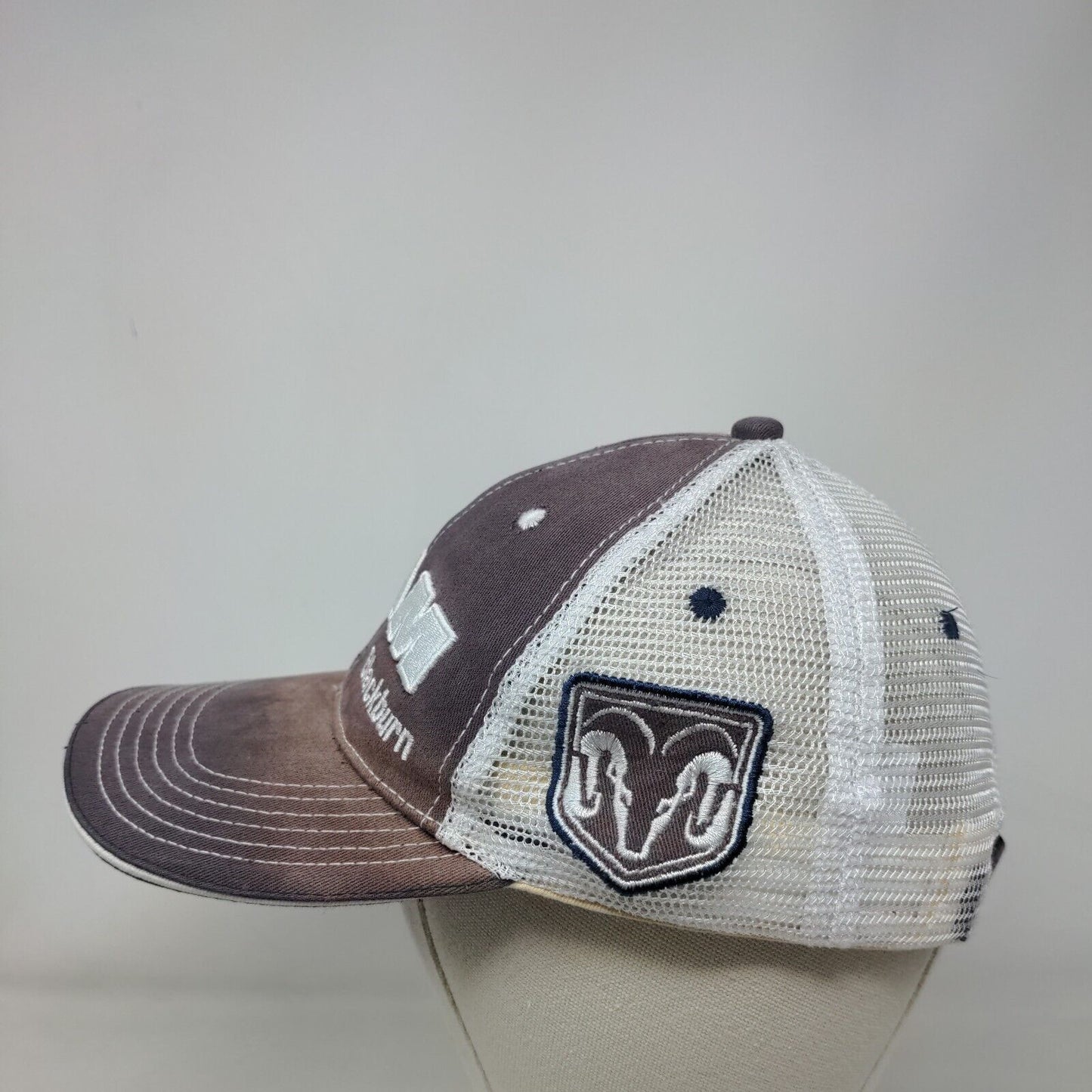 RAM Blackburn Strapback Mesh Back Trucker Hat Blue One Size Embroidered