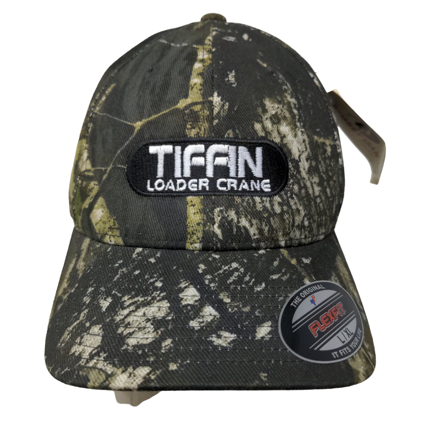 Mossy Oak Men's Fitted Camo Hat Size L-XL Embroidered Tiffin Loader Crane Logo