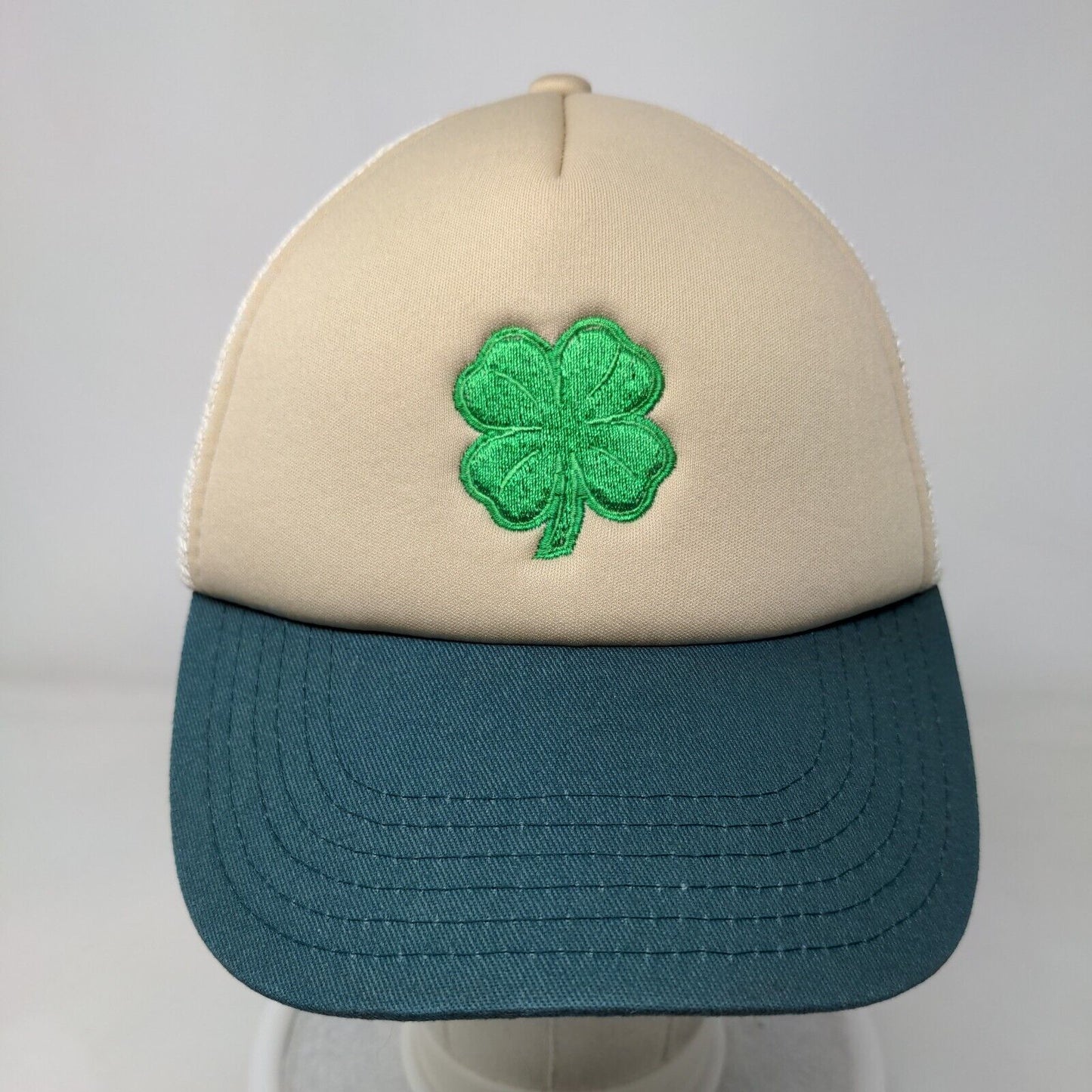 Clover Snapback Mesh Back Trucker Hat Multi One Size Colorblock