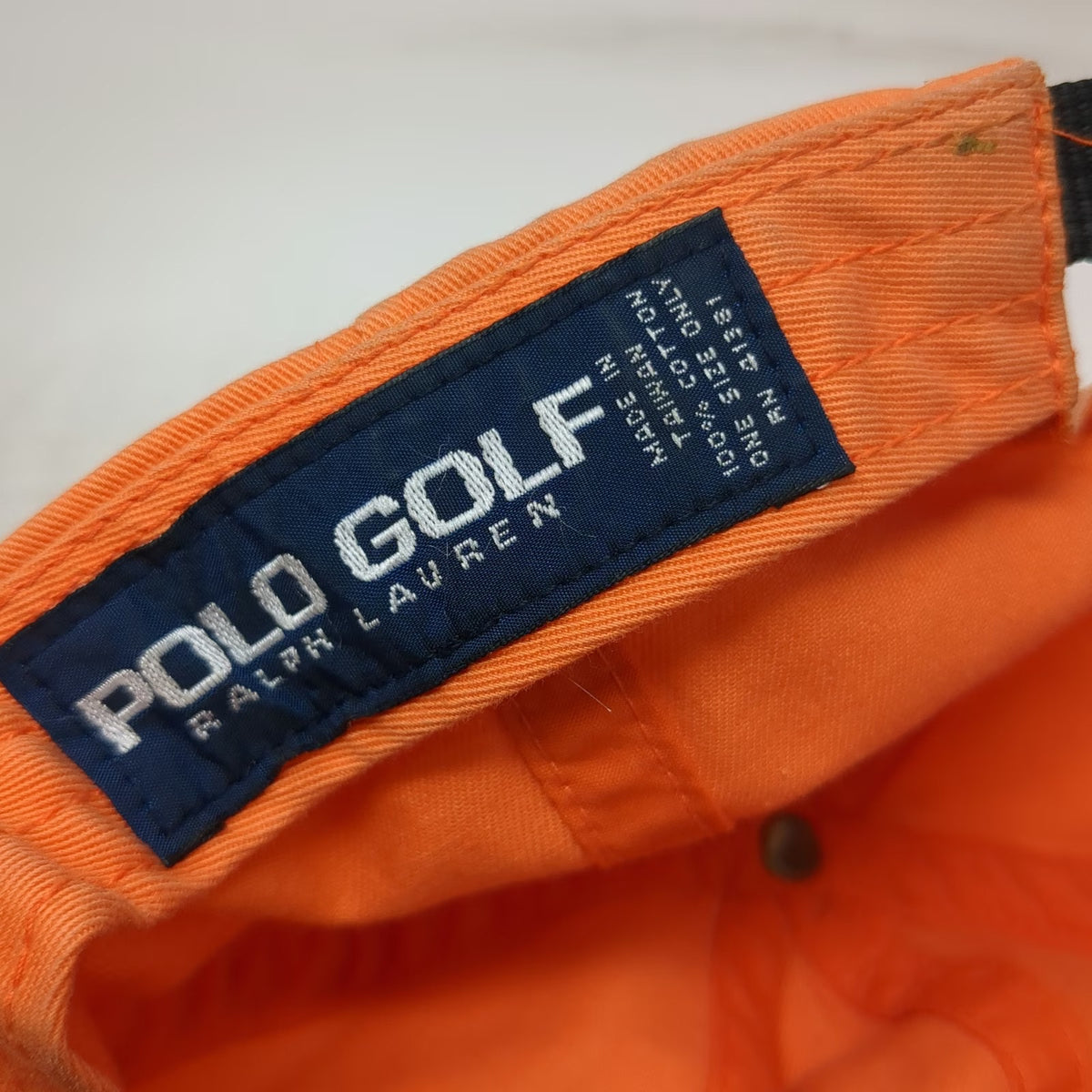 Polo Ralph Lauren Orange Baseball Cap Golf Underbrim Strapback Hat Vintage
