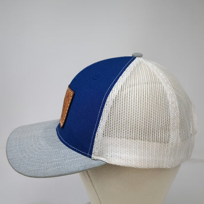 Richardson 112 Trucker Hat Blue Gray White One Size Leather Patch Snapback