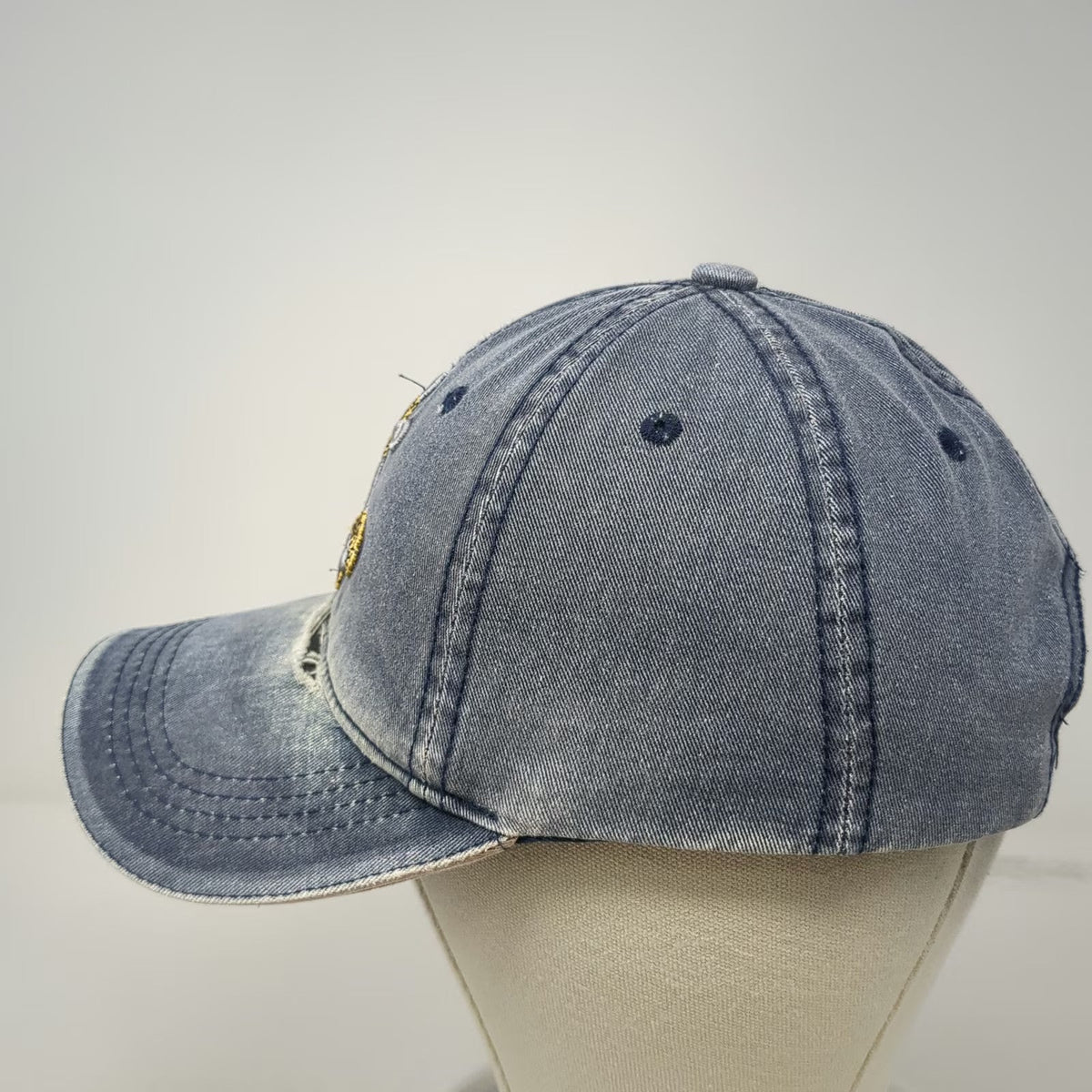 Blue Baseball Cap One Size Anchor Embroidered Slideback Cotton Nautical Sea Hat