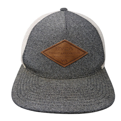 RVCA Quality And Function Snapback Trucker Hat Gray One Size Mesh Back