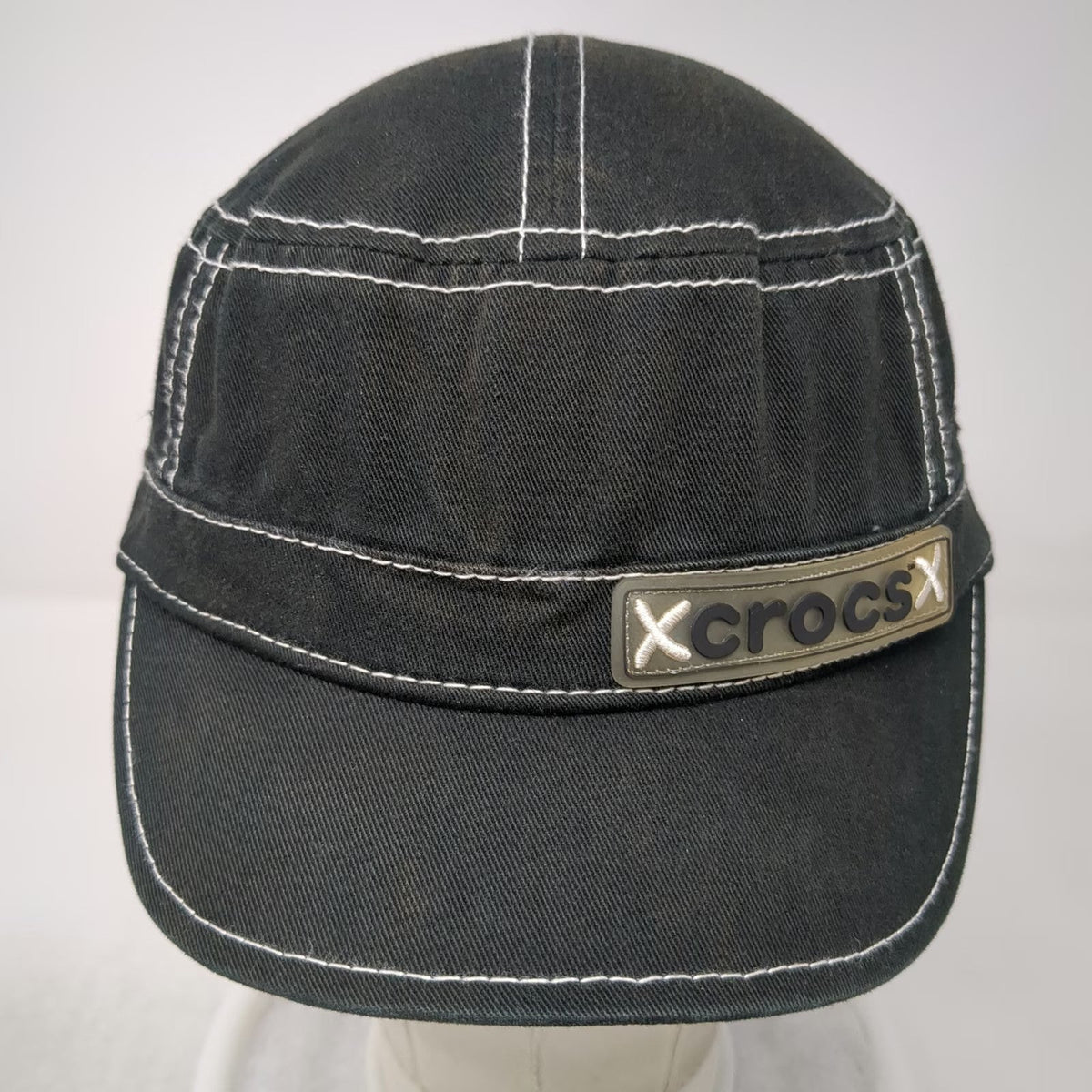 Crocs Army Cap Black One Size Cotton Contrast Stitch Strapback Adjustable Hat