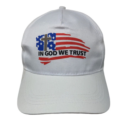 In God We Trust Snapback Hat White One Size Adjustable Patriotic American Flag