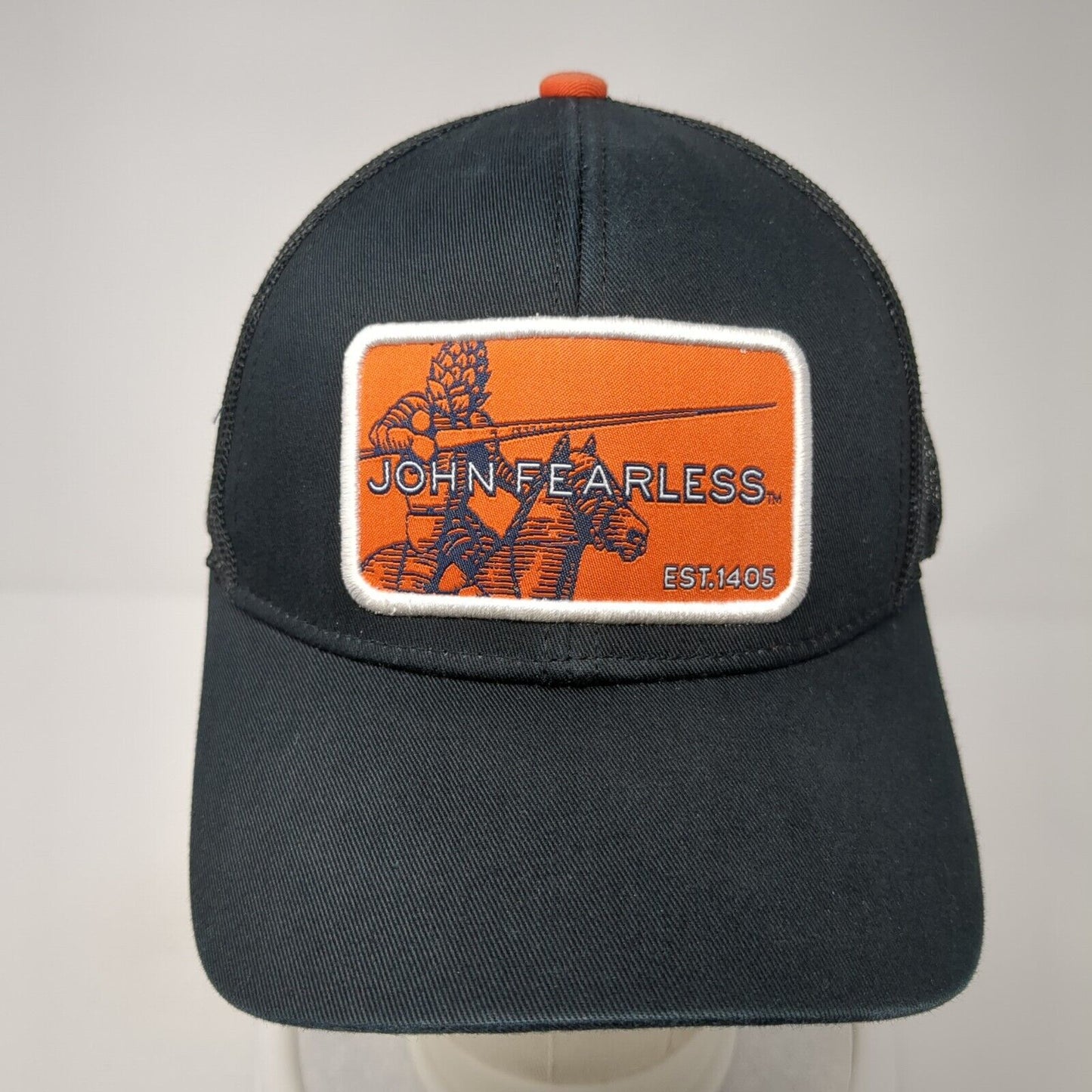 John Fearless Est. 1405 Strapback Trucker Hat Black OS Adjustable Mesh Back