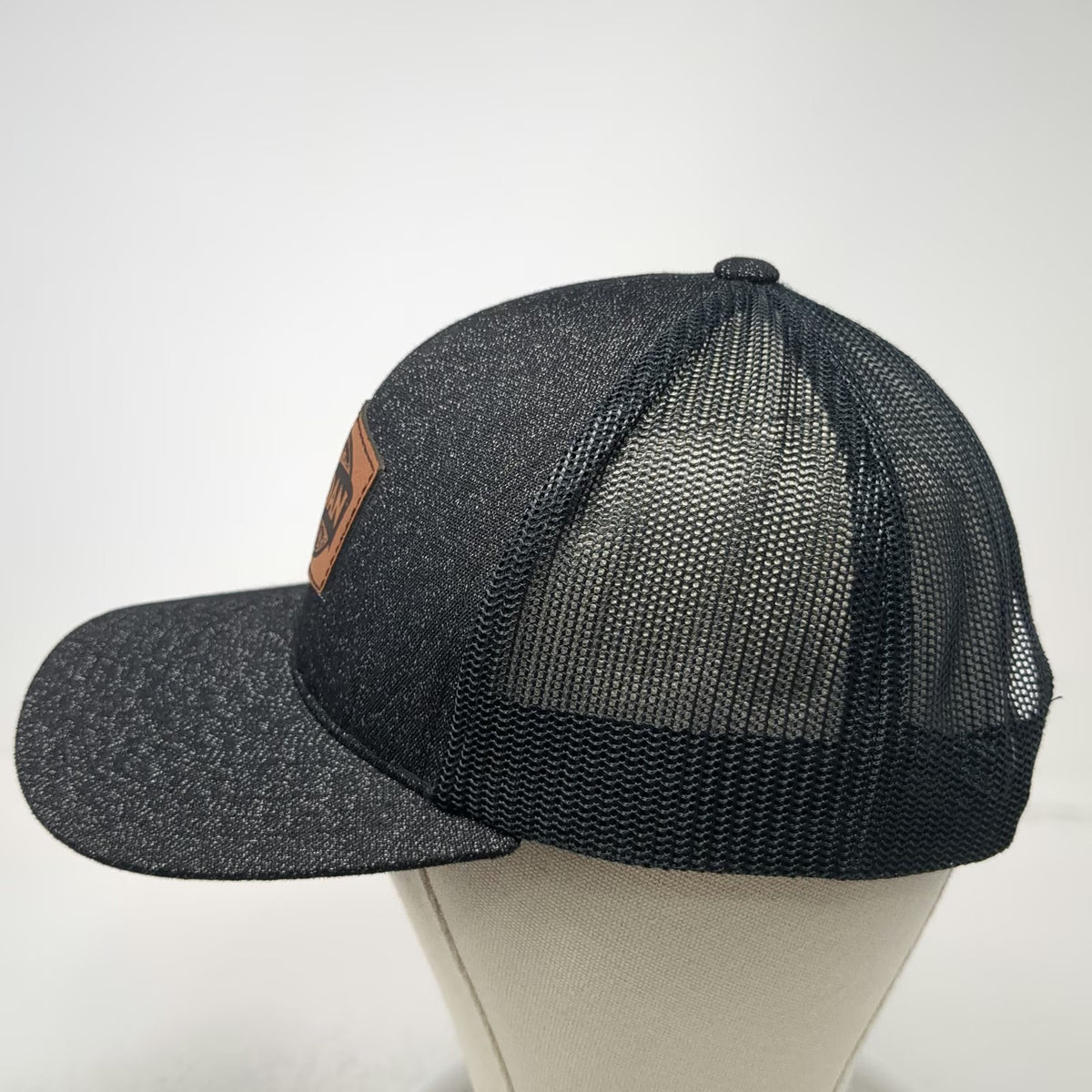 Pacific Headwear Black One Size Trucker Hat Snapback Idahoan Leather Patch
