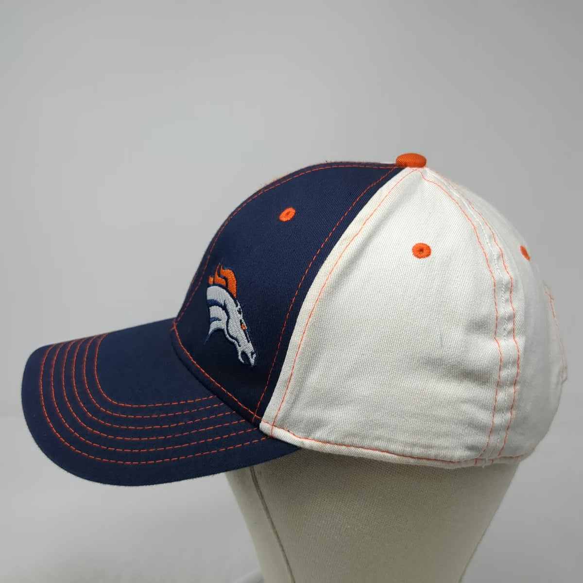 BDA Denver Broncos NFL Cap Blue One Size Verizon Logo Orange Stitching Strapback