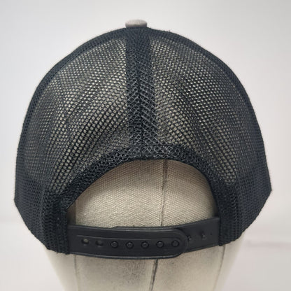 Outdoor Cap Trucker Hat Gray Black One Size Leather Patch Mesh Back Snapback