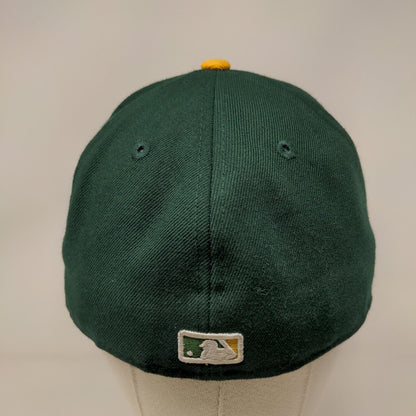 Oakland A's Fitted Hat Green Yellow Size 7 1/4 New Era 59 Fifty Embroidered MLB