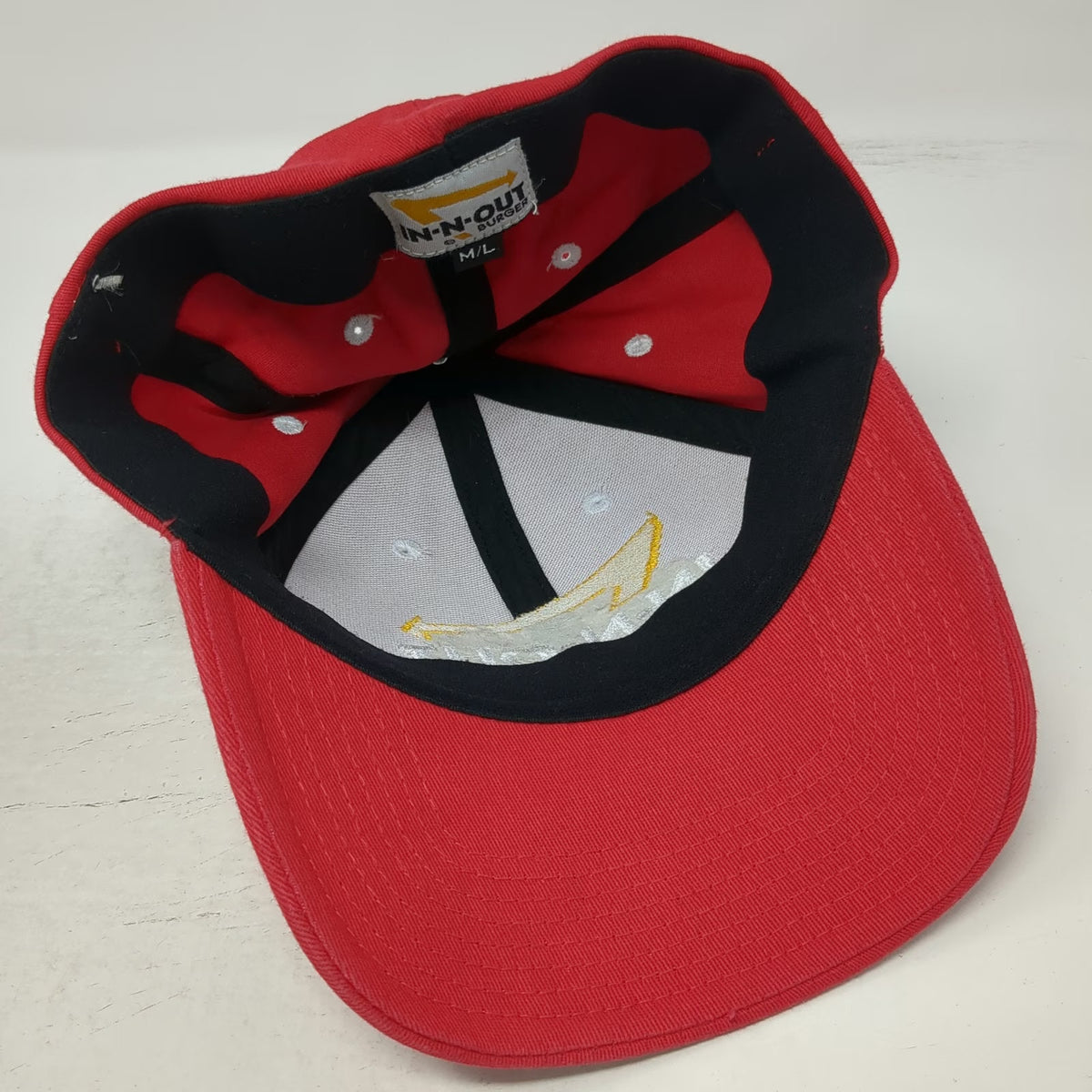 In-N-Out Burger Baseball Cap Red L Flexfit Embroidered Logo White Eyelets Hat