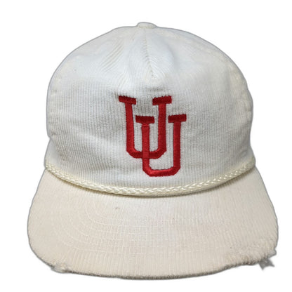 Utah Utes NCAA Trucker White Red OS Rope Corduroy Interlocking U Hat Strapback