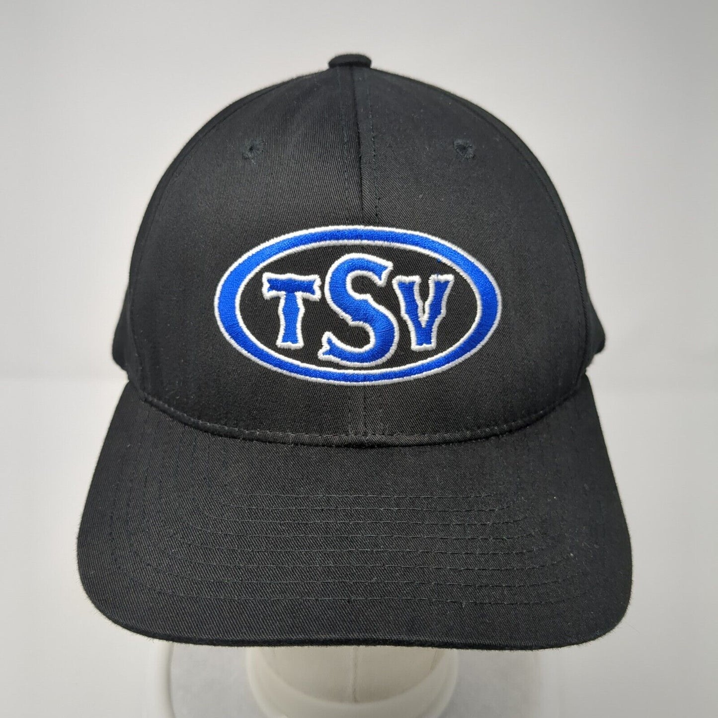 TSV Strapback Hat Black One Size Embroidered Pacific Headwear 6 Panel