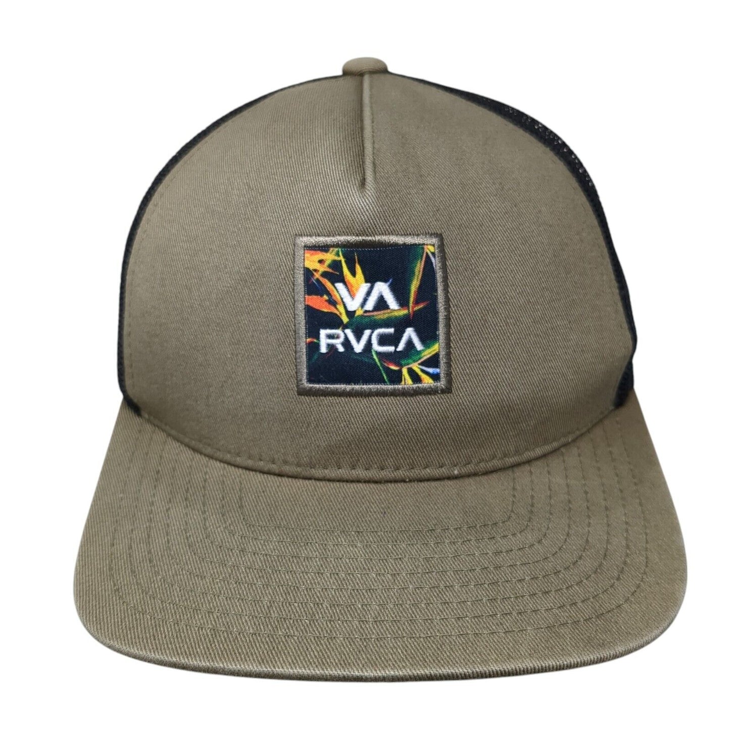 VA RVCA Snapback Trucker Hat Brown Boys One Size Mesh Back Colorblock