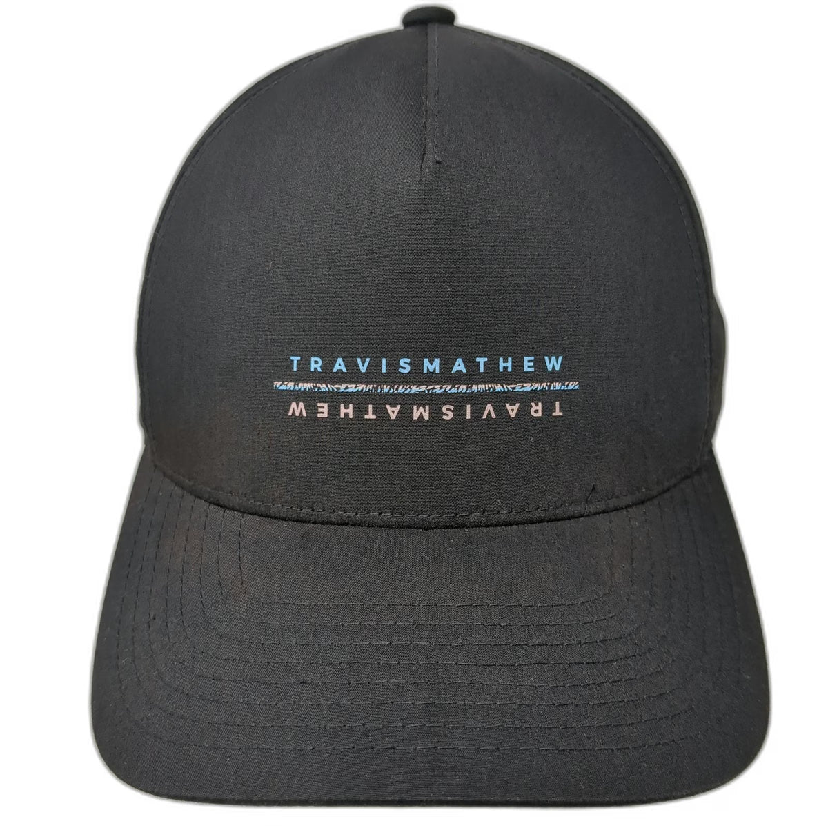 TravisMathew 5 Panel Black One Size Snapback Flexfit 110 Golf Graphic Logo Hat