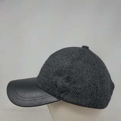 Unbranded Strapback Hat Black One Size Adjustable Leather Brim Blank