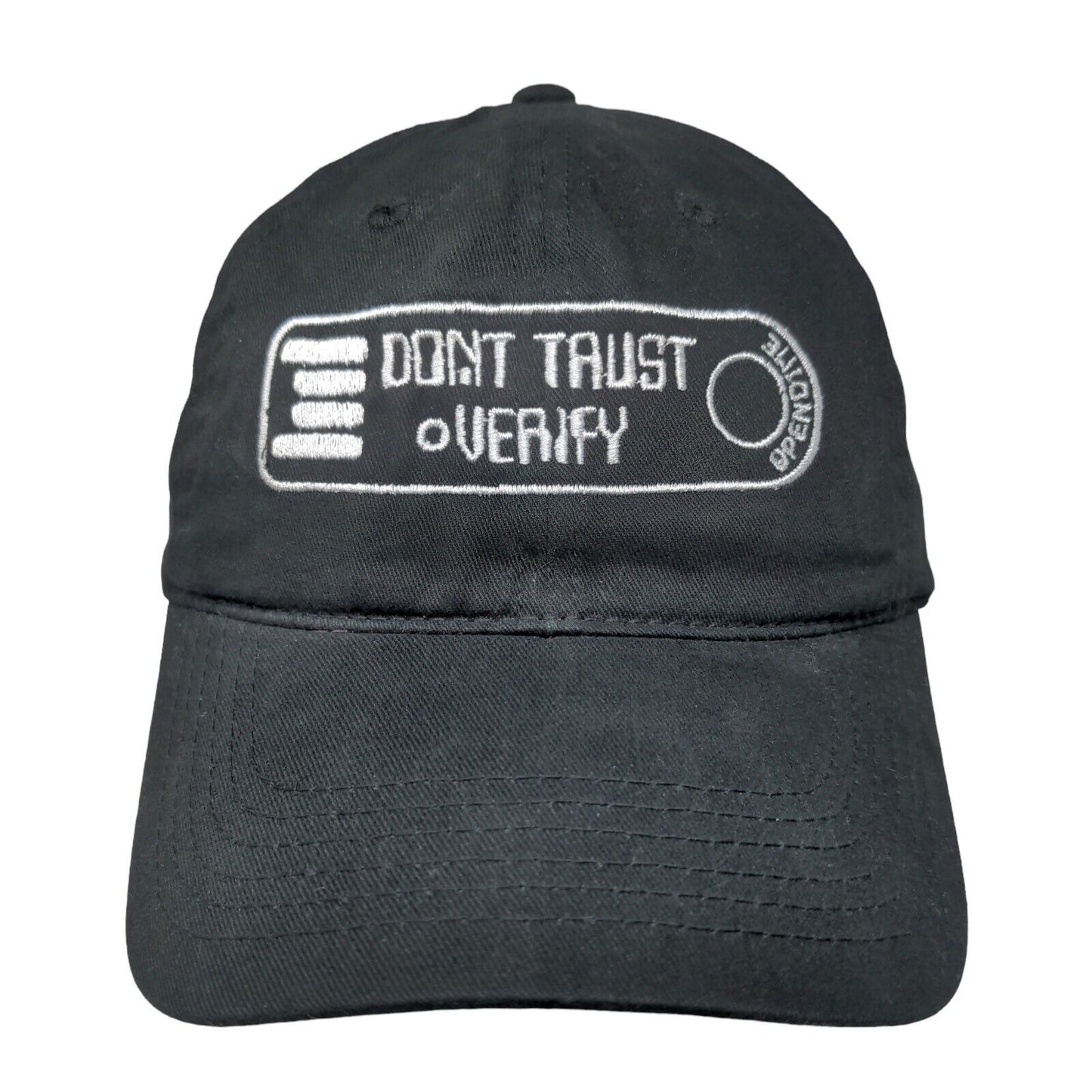 Don't Trust Verify Strapback Hat Black One Size Adjustable Embroidered BIG X