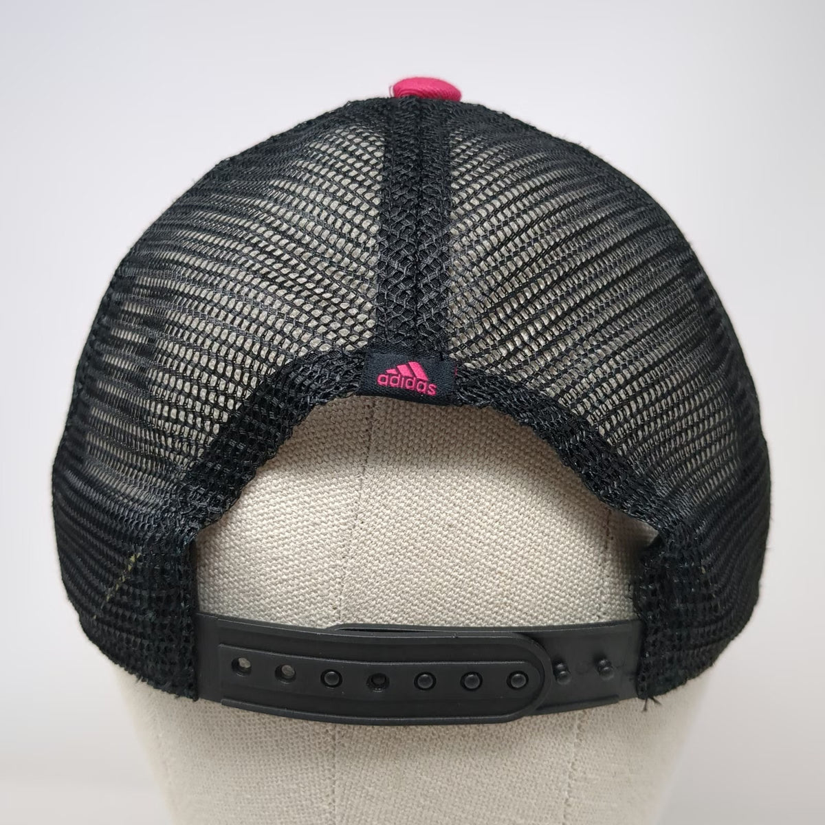 Adidas Trucker Hat Pink OSFM Mesh Back Snapback Logo Patch Climalite 3 Stripe