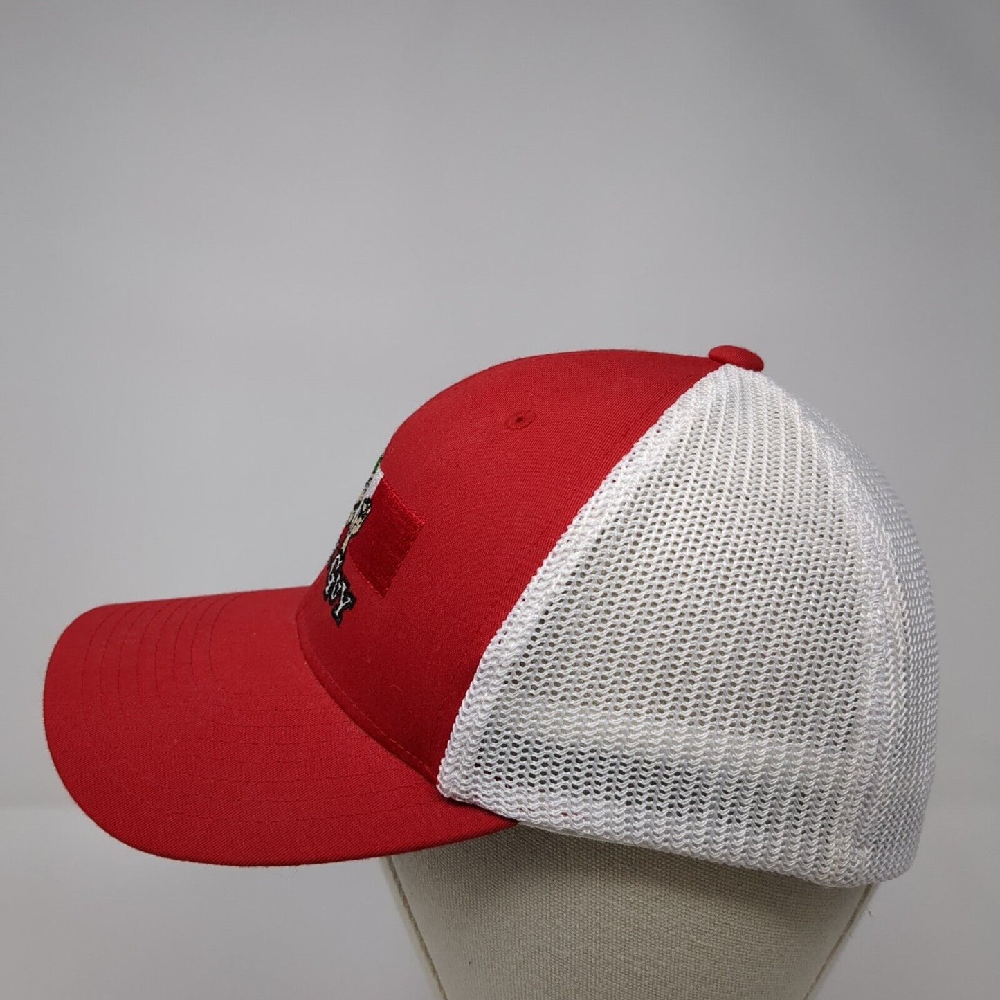 Pizza Guy Fitted Trucker Hat Red S/M Mesh Back Flexfit Port Authority