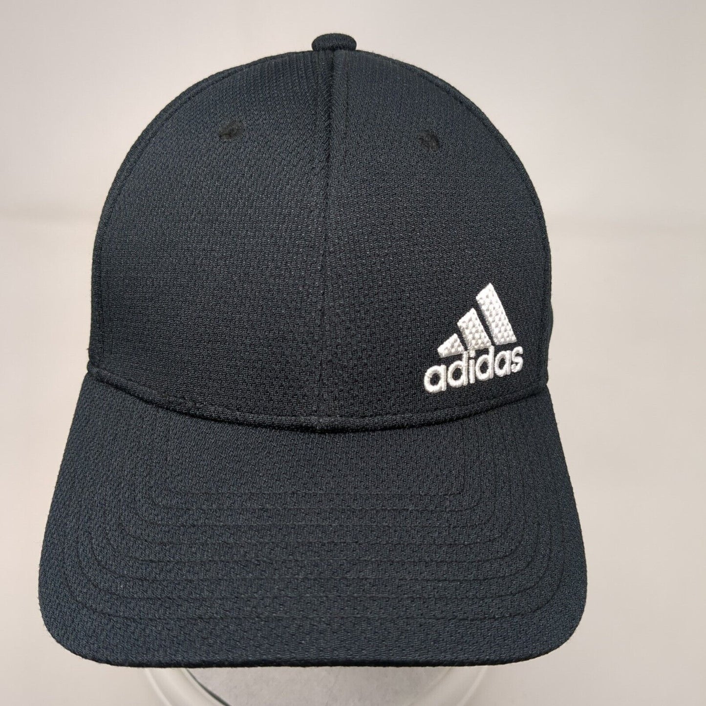 Adidas Fitted Hat Black Size L/XL A-Flex Embroidered Vented Holes 6 Panel