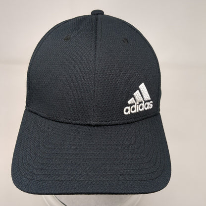 Adidas Fitted Hat Black Size L/XL A-Flex Embroidered Vented Holes 6 Panel