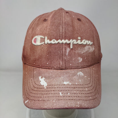 Champion Slideback Hat Red OSFM Leather Strap Embroidered 6 Panel