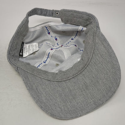 Champion Baseball Cap Gray One Size Strapback Cotton Script Logo Adjustable Hat