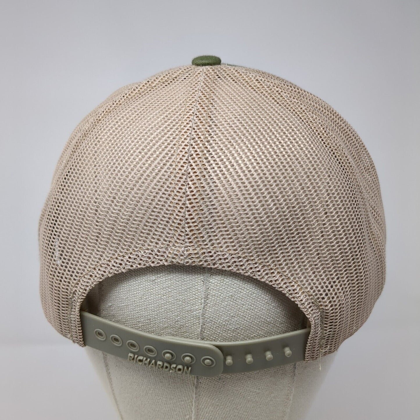 Idaho Angler Leather Patch Snapback Trucker Hat Green One Size Mesh Back