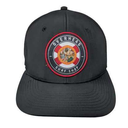 Overhead Surf Shop Snapback Hat Black One Size Adjustable Embroidered Pukka