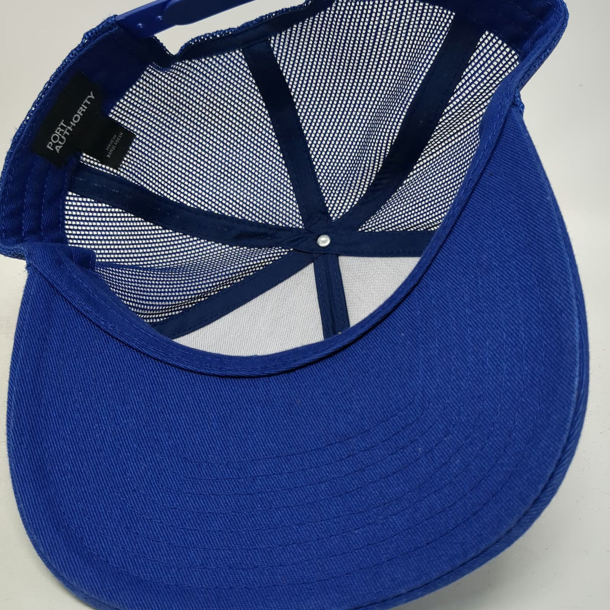 Port Authority Trucker Hat Blue One Size Mesh Back Snapback Mountains Graphic
