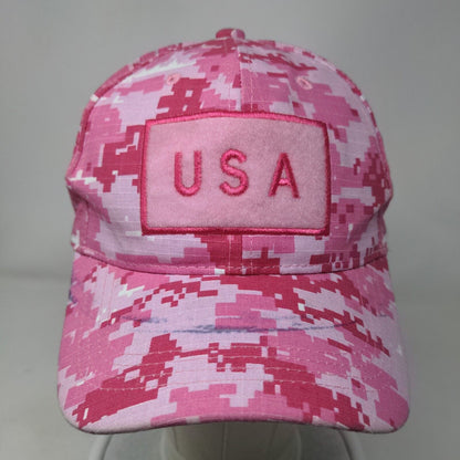 USA Strapback Hat Pink Camouflage OSFM Embroidered Adjustable 6 Panel