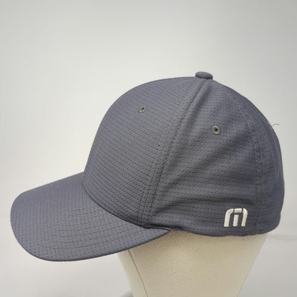 TravisMathew Baseball Cap Gray XL Flexfit Textured Side Logo Back Script Hat