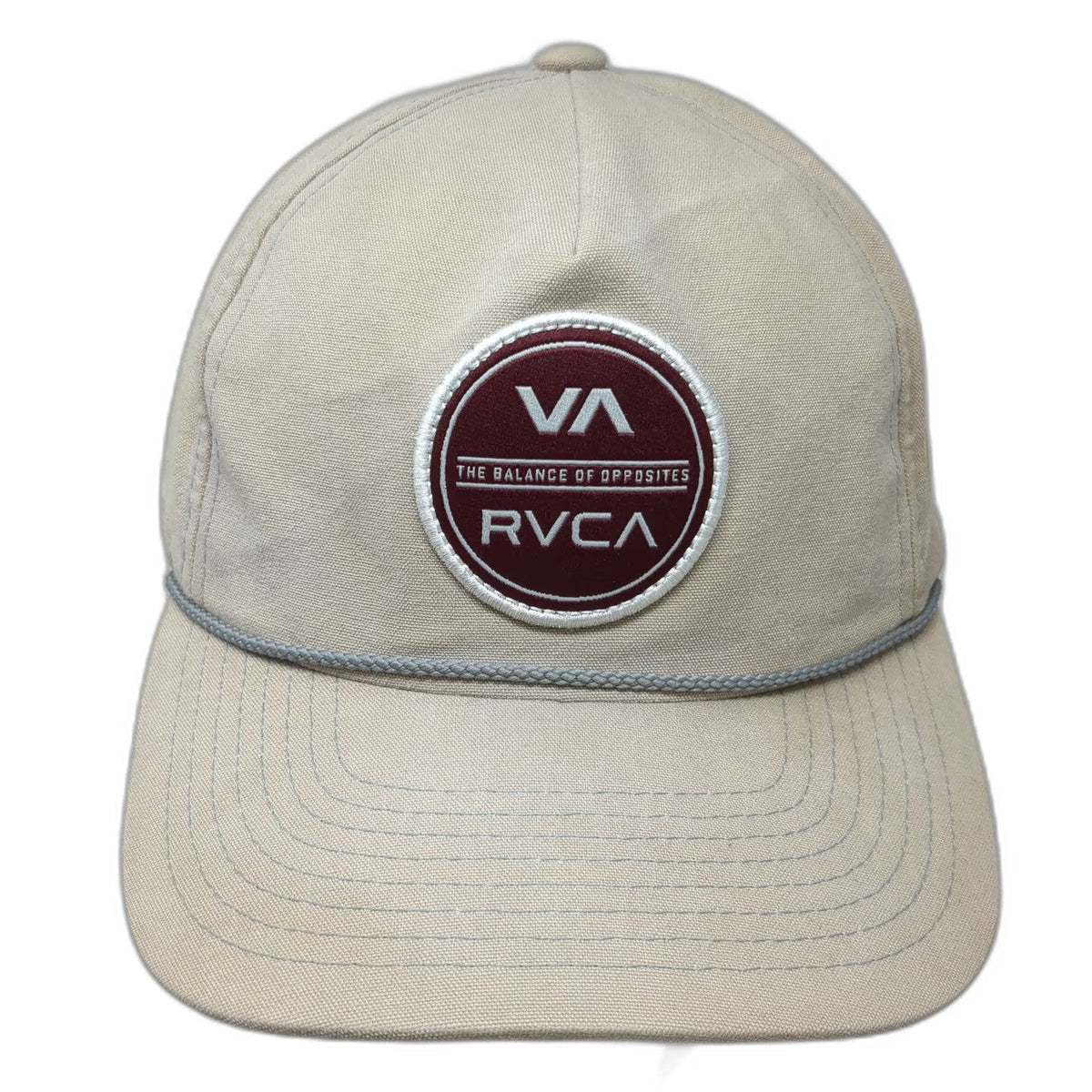 RVCA 5 Panel Beige One Size Snapback Rope Circular Patch Logo Cotton Twill Hat