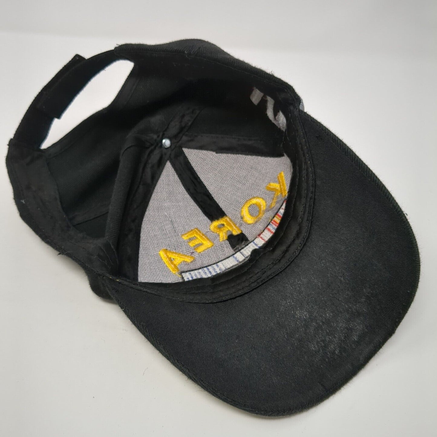 Korea Veteran Strapback Hat Black OS Adjustable Embroidered Patriotic 6 Panel