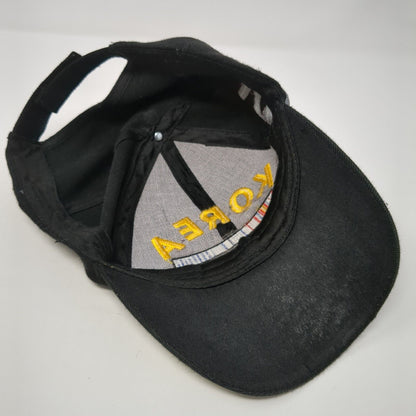 Korea Veteran Strapback Hat Black OS Adjustable Embroidered Patriotic 6 Panel
