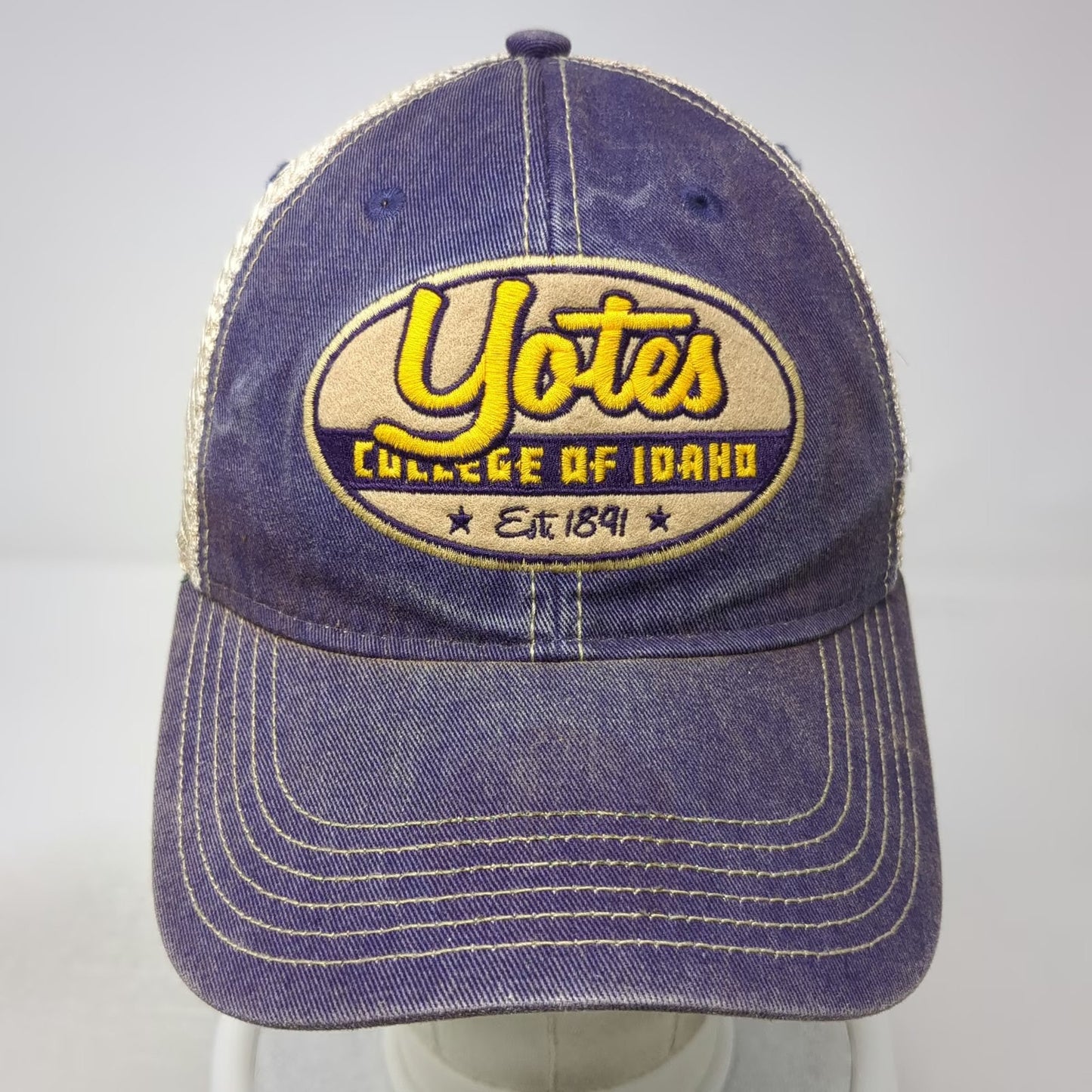 College of Idaho Yotes Legacy Trucker Hat Purple One Size Mesh Snapback NCAA Hat