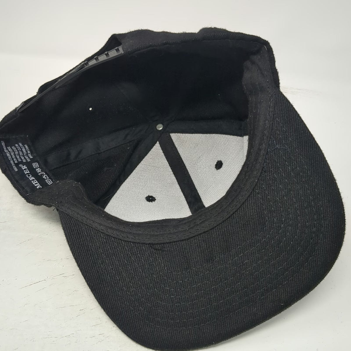 Mercer Snapback Black One Size Flat Brim Tonal Logo X Embroidery Adjustable Hat