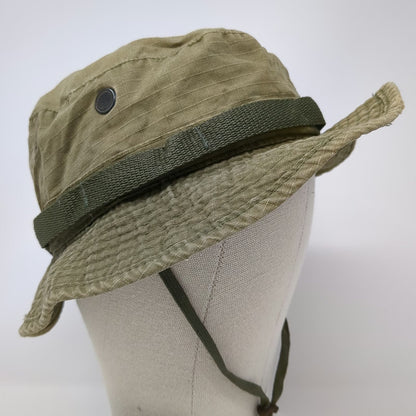 Green Bucket Hat 7 1/2 Fitted Chin Strap Wide Brim Military Sun Protection Hat