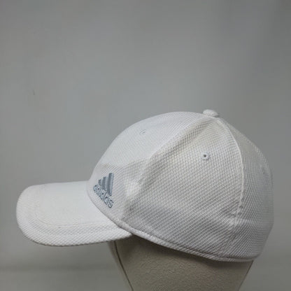 Adidas Fitted Hat White S/M Embroidered Logo A-Flex Vented Holes 6 Panel