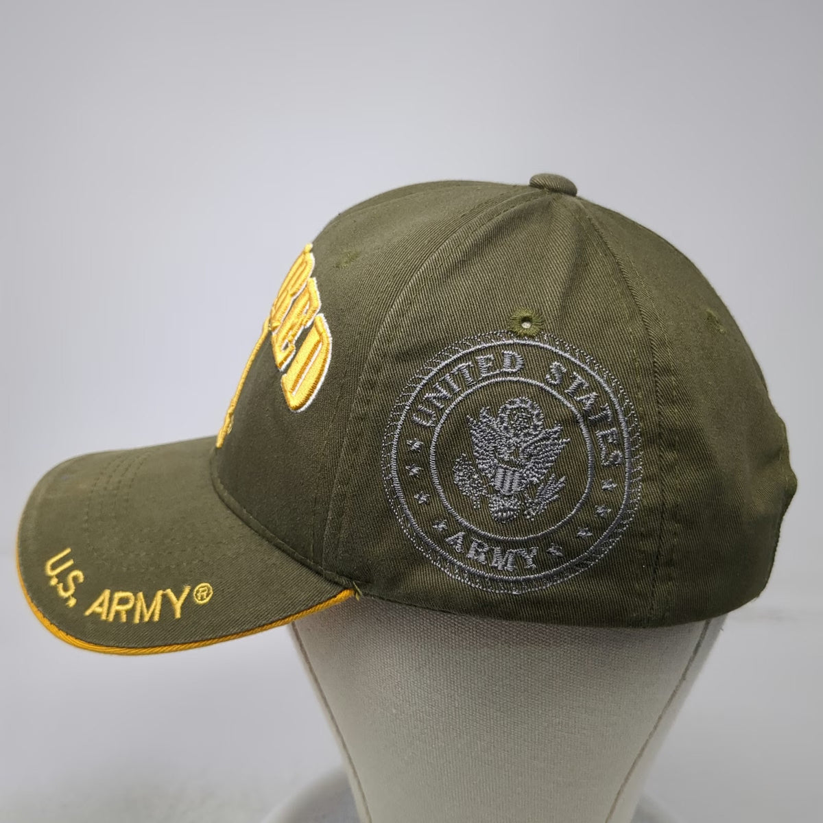 JM Warriors U.S. Army Retired Baseball Cap Green OSFM Side Seal Strapback Hat
