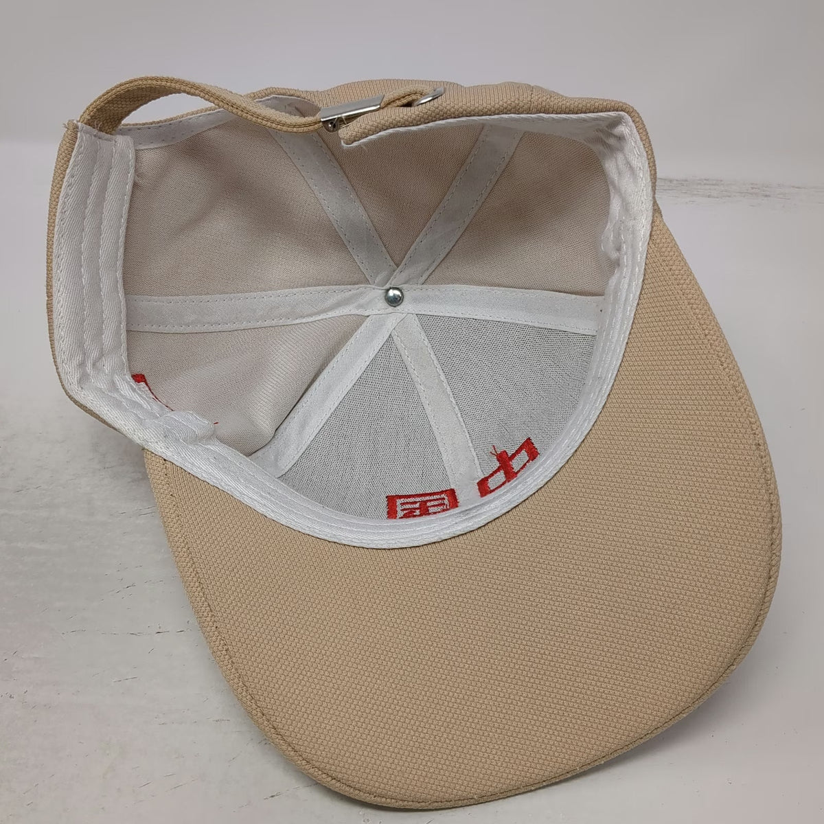 Baseball Cap Beige One Size China Flag Embroidered Slideback Mesh Athletic Hat