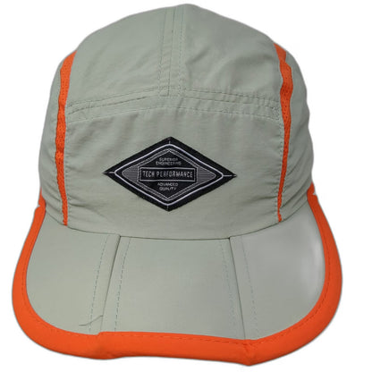 Tech Performance 5 Panel Hat Green Orange One Size Recycled Mesh Logo Slideback