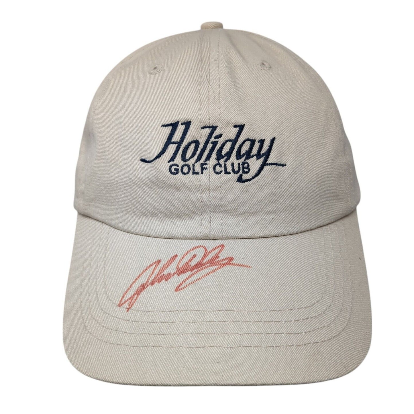 Holiday Golf Club Strapback Hat Tan OSFA Embroidered Logo Autographed John Daly