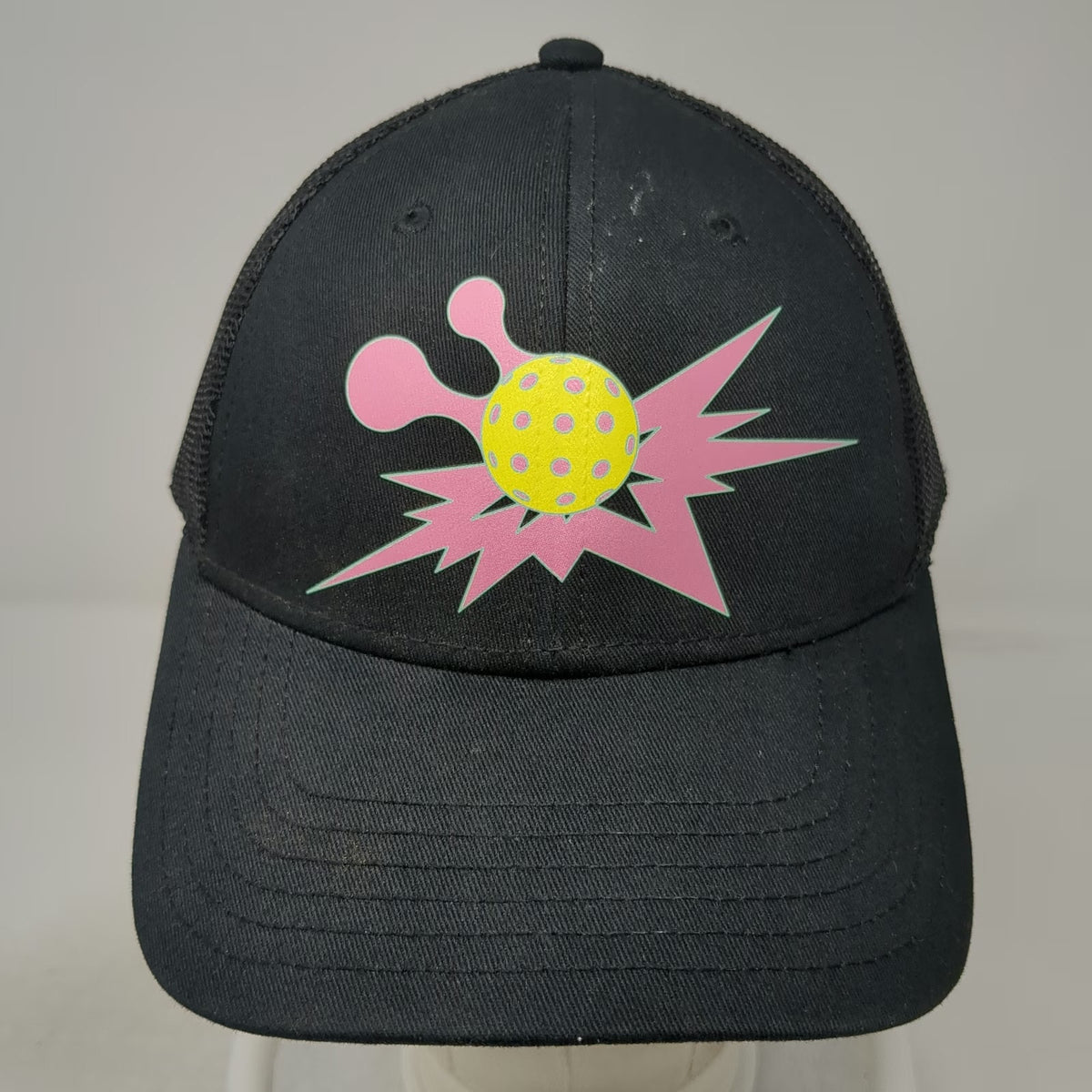 Smash Court Trucker Hat Black One Size Mesh Back Pickleball Graphic Snapback