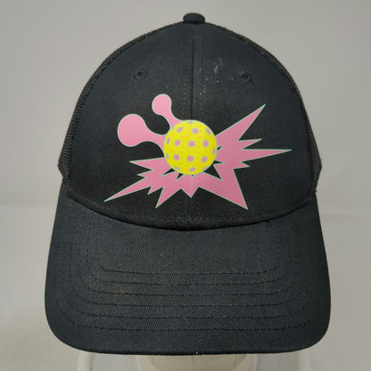 Smash Court Trucker Hat Black One Size Mesh Back Pickleball Graphic Snapback